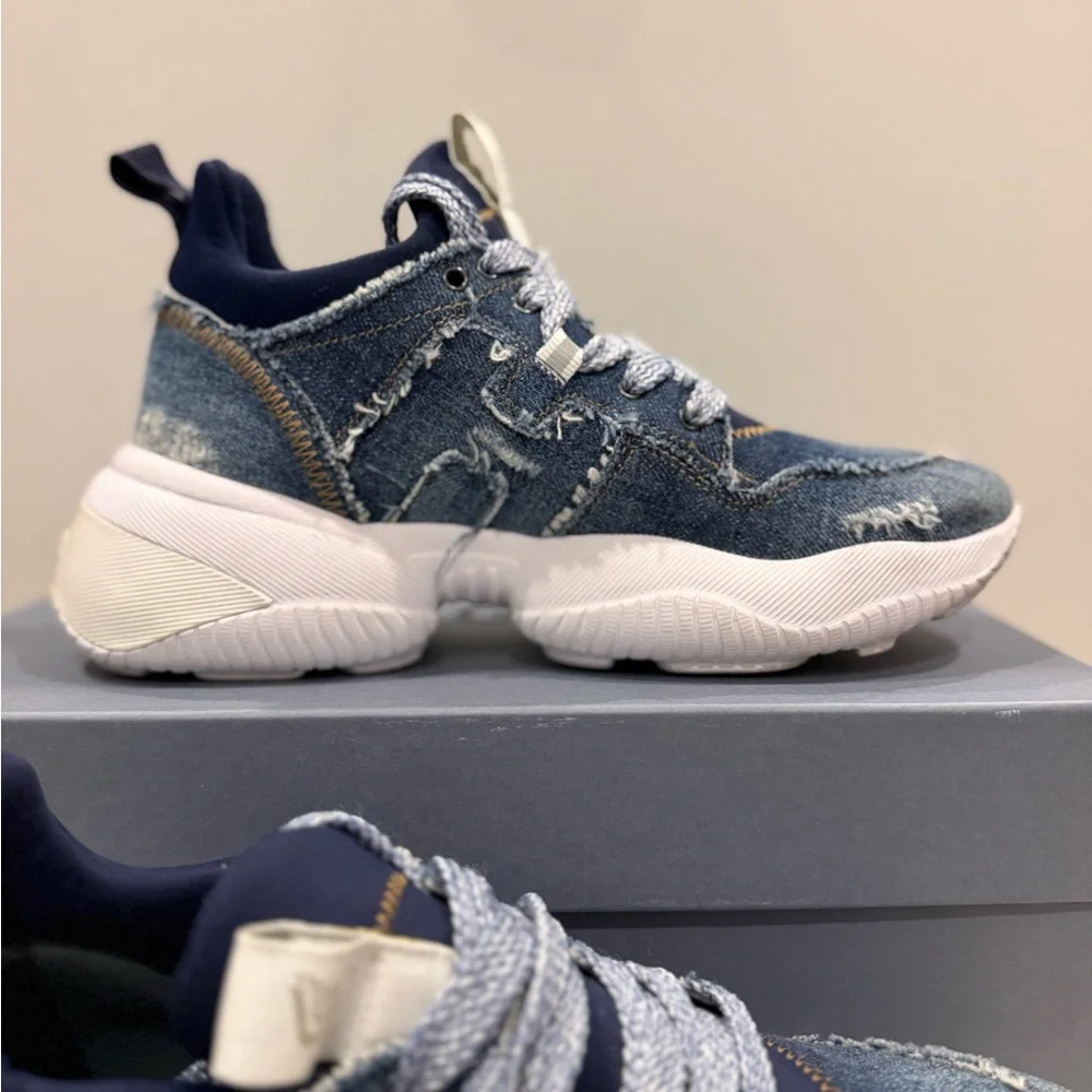 Hogan Frayed Denim Blue Sneakers size 38